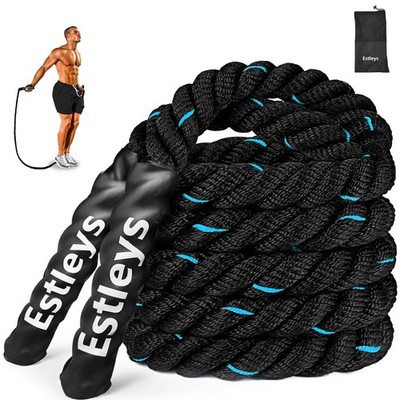 Estleys 5lb Weighted Jump Rope for Men and Women, Adult Heavy Skipping Blue