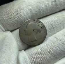 1847 Great Britain 1 Farthing - Queen Victoria -Copper Coin Free Shipping M360