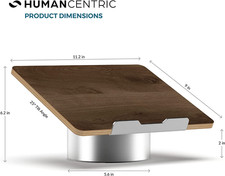 Laptop Riser for Desk in Black Walnut Wood Top and Space Gray Aluminum Base, ...