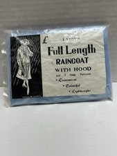 Vintage Ladies Full Length Purse Pocket Raincoat with Hood New In Pouch Blue