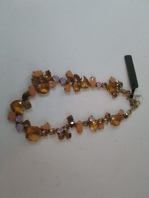 J Crew Crystal Rhinestone Necklace Brulee Statement Amber Tones