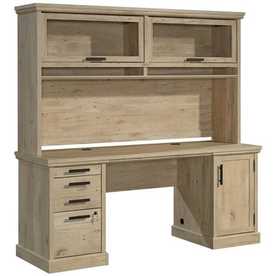 Sauder Mason Peak 72'' Engineered Wood and Glass Hutch in Prime Oak