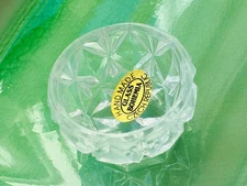 Vtg SALT CELLAR Crystal Cut Glass CZECH Bohemia Handmade Spices W/Spoon