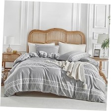 Duvet Cover Queen Size, Grey Breathable Comforter Queen 90 90 inch A  grey