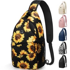 Crossbody Bags for Women Men Trendy Sling Bag Backpack Casual Large Sunflower