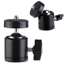 2 Pack Universal 1/4 Inch Swivel Mini Ball Head Screw Tripod Mount Black Set