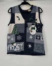 Bobbie Brooks FROSTY The SNOWMAN Ugly Christmas Sweater Vest Size Medium