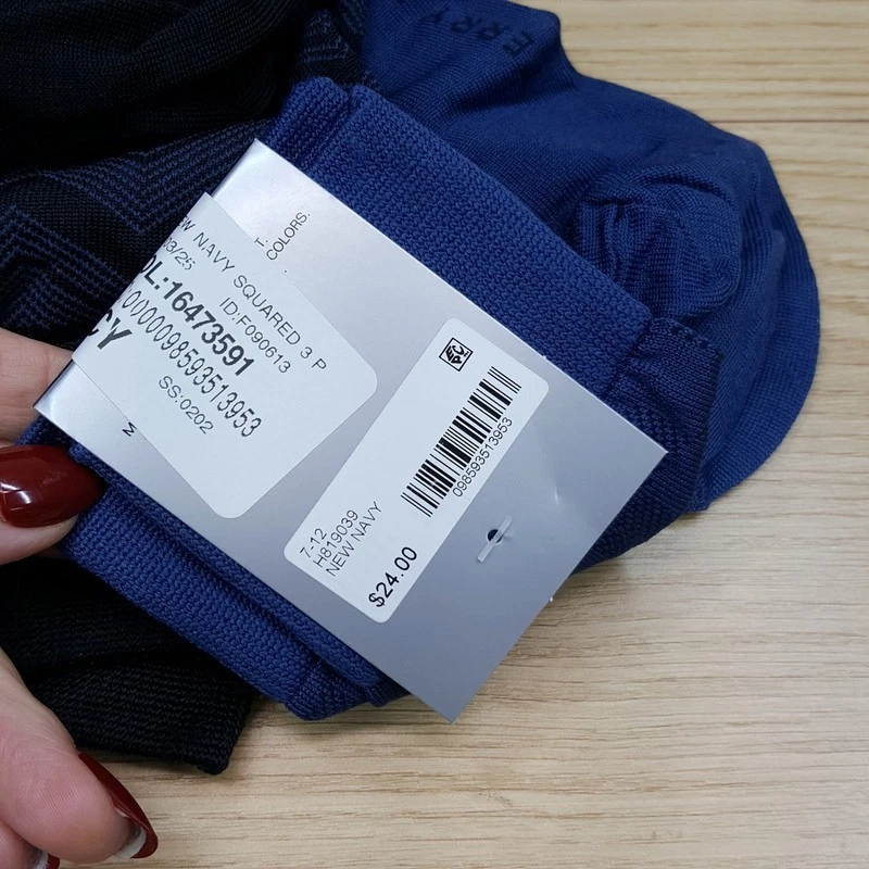 Paquete de 3 calcetines de vestir PERRY ELLIS azul marino acanalados a cuadros en zigzag de nailon elásticos Foto 3 de 4