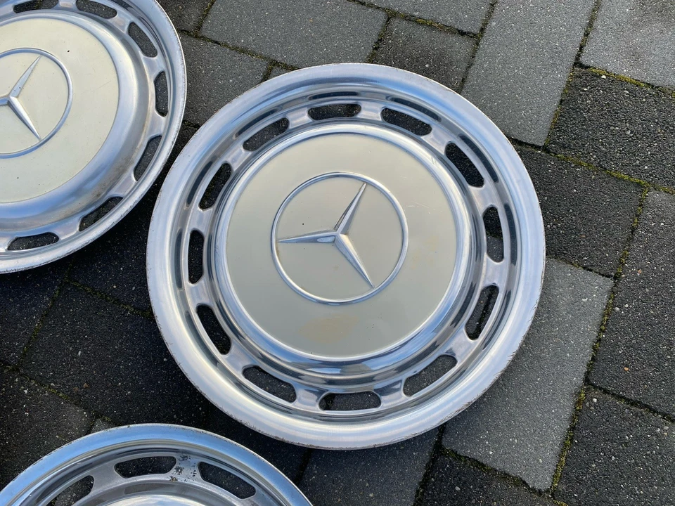 Mercedes W114 W115 W123 W116 W108 Chrom Rad Kappe Kappen 14 Zoll Weiß 050 - Bild 4 von 4