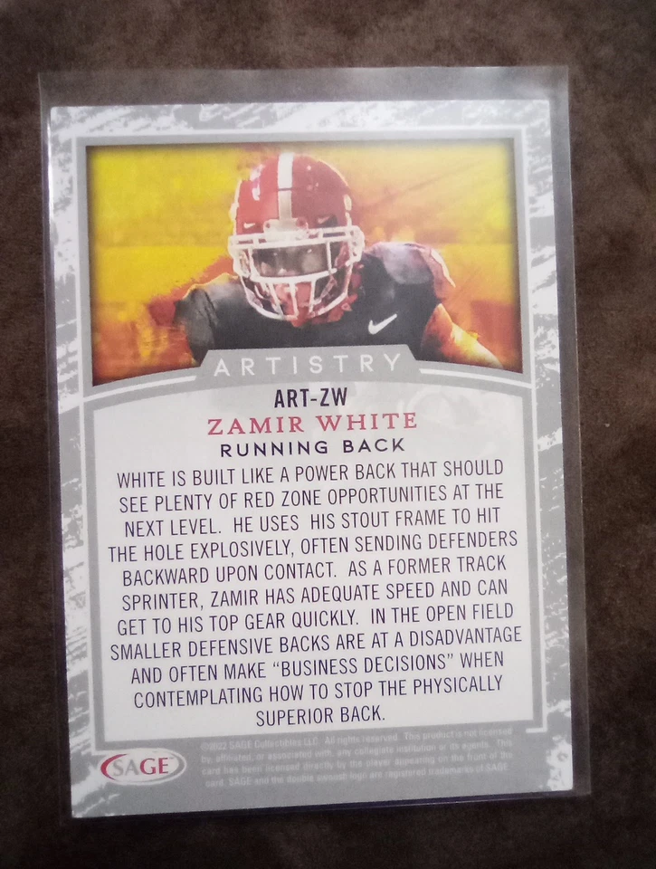 2022 SAGE Artistry - Zamir White #119 (RC) - Image 2 of 2