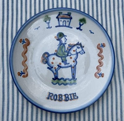 M A Hadley 9'' Plate  ROBBIE  ~ Boy On Horse ~ EUC