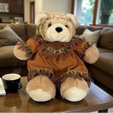 Rare vintage 1989 DanDee "Teddy Precious" plush teddy, Native American-style