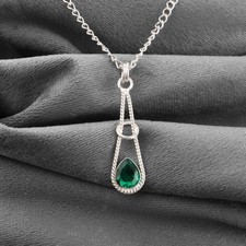 Pendentif boho femme (épouse) argent sterling vert émeraude 925