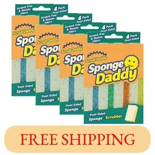 4 Pack Scrub Daddy Sponge Daddy Dual-Sided Non- Scratch Sponge, 4 Count