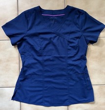 Healing Hands Women s Nurse Navy Blue Curved V-Neck Scrub Top Sz M