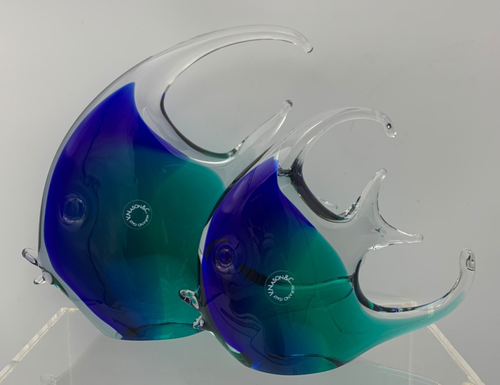 Medium V. Nason & C. Murano ITALY Blue Green Glass Angel Moon Fish - Picture 13 of 13