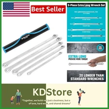 5-Piece Extra Long Metric Wrench Set with Roll-Up Pouch