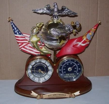 USMC US Marines Semper FI Thermometer Clock by Bradford Exchange