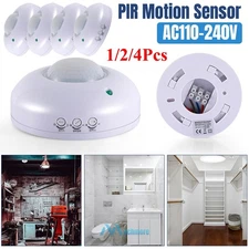 1/2/4PC 110-240V PIR Infrared Motion Sensor Detector Light Switch Wall Occupancy