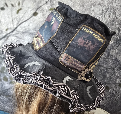 OOAK Magnolia Boho Indie Top Hat Horror Movies Upcycle  display picture 1