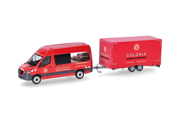 Herpa, Mercedes Benz Sprinter Und 2-Achs-AnhäNger Colonia, 1/87, HER098618-image