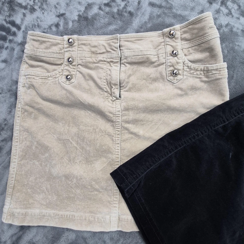 Mini lote de 2 faldas de pana tostadas negras para mujer White House Black Market Foto 3 de 4