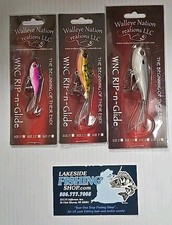 LOT OF 3 WALLEYE NATION CREATIONS LLC RIP~N~GLIDE FISHING LURES 2", 3" & 3.5"