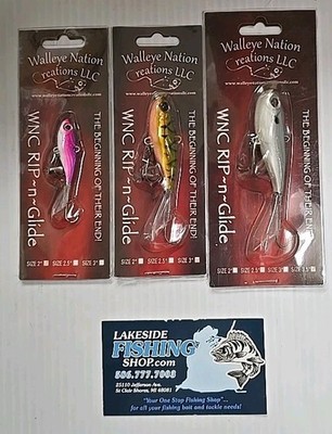 LOT OF 3 WALLEYE NATION CREATIONS LLC RIP~N~GLIDE FISHING LURES 2'', 3'' & 3.5''