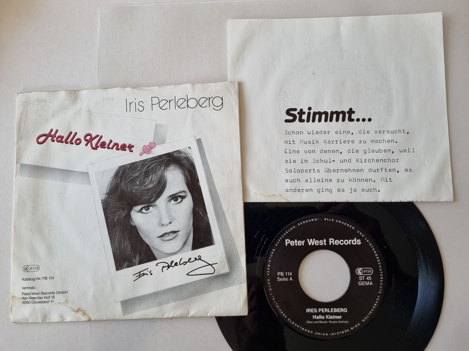 Iris Perleberg - Hallo Kleiner 7'' Vinyl Germany