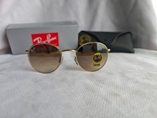 Ray-Ban RB3447 Round Metal Gold Frame Gradient Brown Lens Sunglasses
