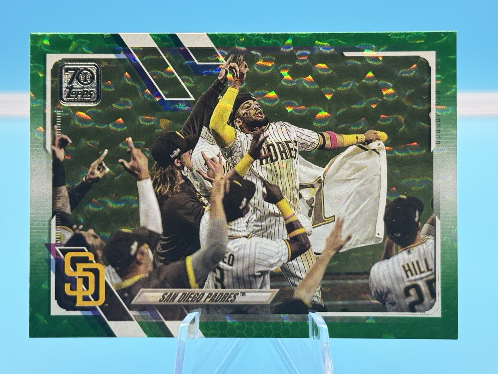 2021 Topps #604 Fernando Tatis Jr. San Diego Padres Team Card Green Foil #'d/499