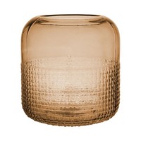 Inna-Glas Blumenvase Glas, Muster Unterhalb, Orange-Braun-Klar, 18 Cm, Ø 17 Cm