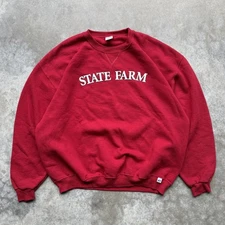 Vintage 90s Russell Athletic State Farm Red Crewneck Sweatshirt Size XL