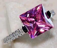 3CT Treated Pink Sapphire  Topaz 925 Sterling Silver Ring Sz 9 IB1-9