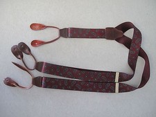 Men's Suspenders CAS Classic Burgundy Paisley elastic leather made West Germany