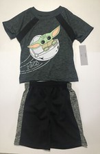Star Wars BABY YODA 2-Piece Short Set-Green/Black-Boy's Size 4T NEW