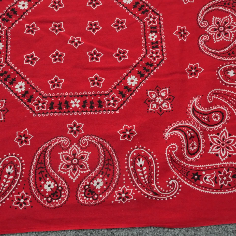 Bandana elefante vintage cachemira roja hecha en EE. UU. baúl ribete occidental años 50 Foto 3 de 4