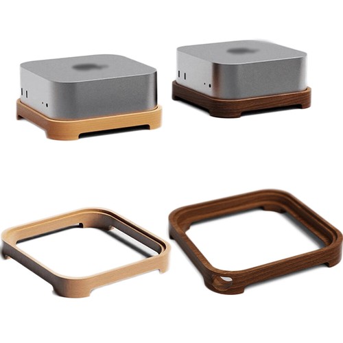 Wood Desktop Stand For Mac mini M4/ M4 Pro 2024 Host Bracket Cooling Base DIY