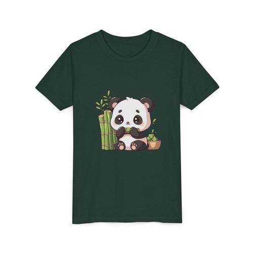 Adorable Panda Youth Short Sleeve Tee - Cute Bamboo Design for Kids - Picture 48 of 105