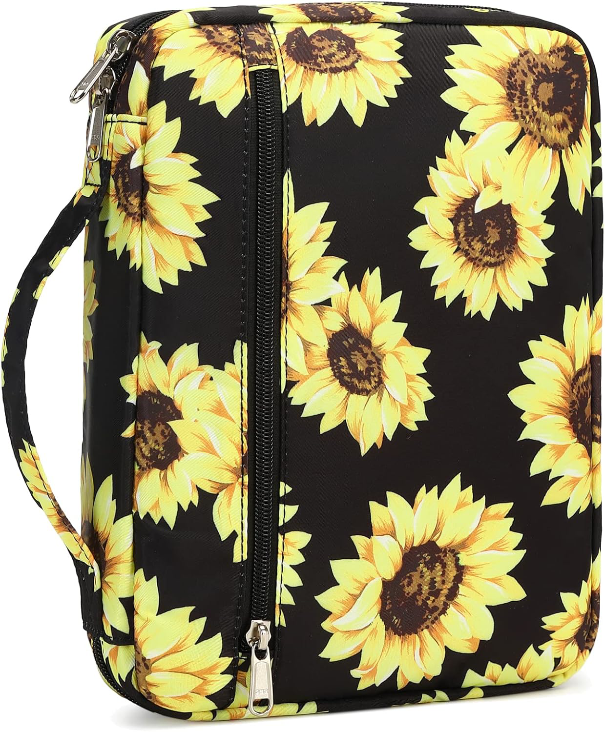 Bible Cover for Women with Handle and Zippered Pocket - Sunflower Design
