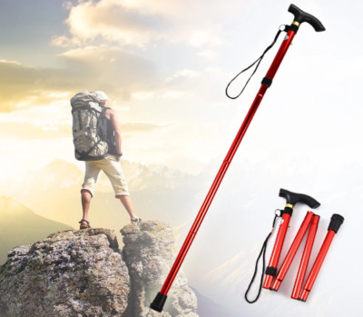 Outdoor Folding Lightweight Foldable Easy Folding Aluminum Metal Walking Sticks 