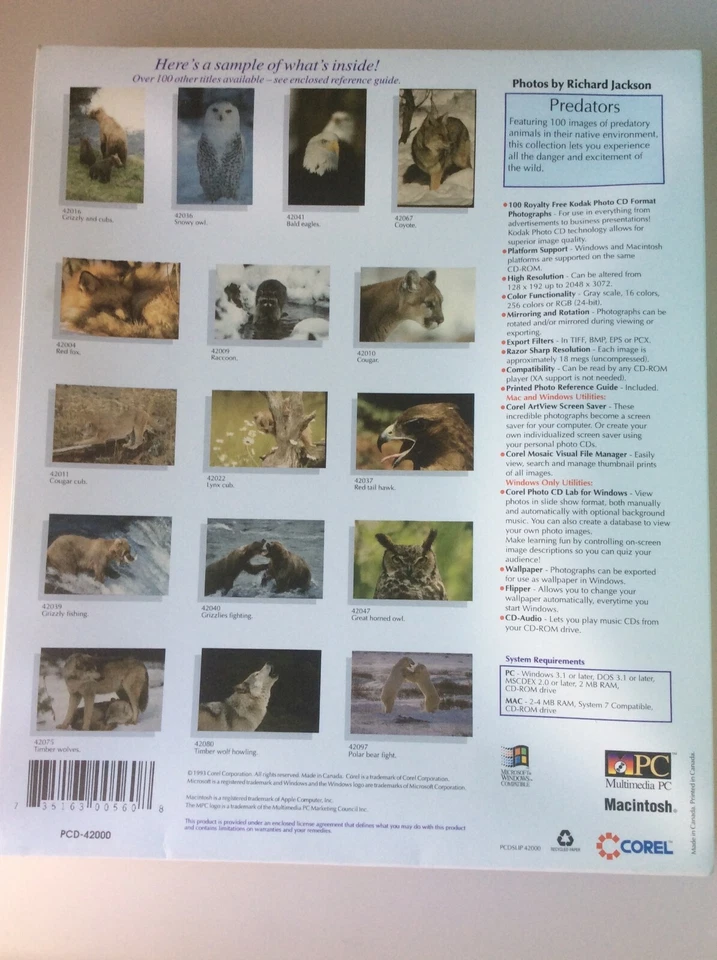 Corel Vintage Professional Photos CD-ROM "PREDATORS " series 42000 - Image 2 of 2