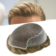 Toupee For Men Swiss Welded Lace Poly Skin Mens Hairpiece Hair System MensToupee