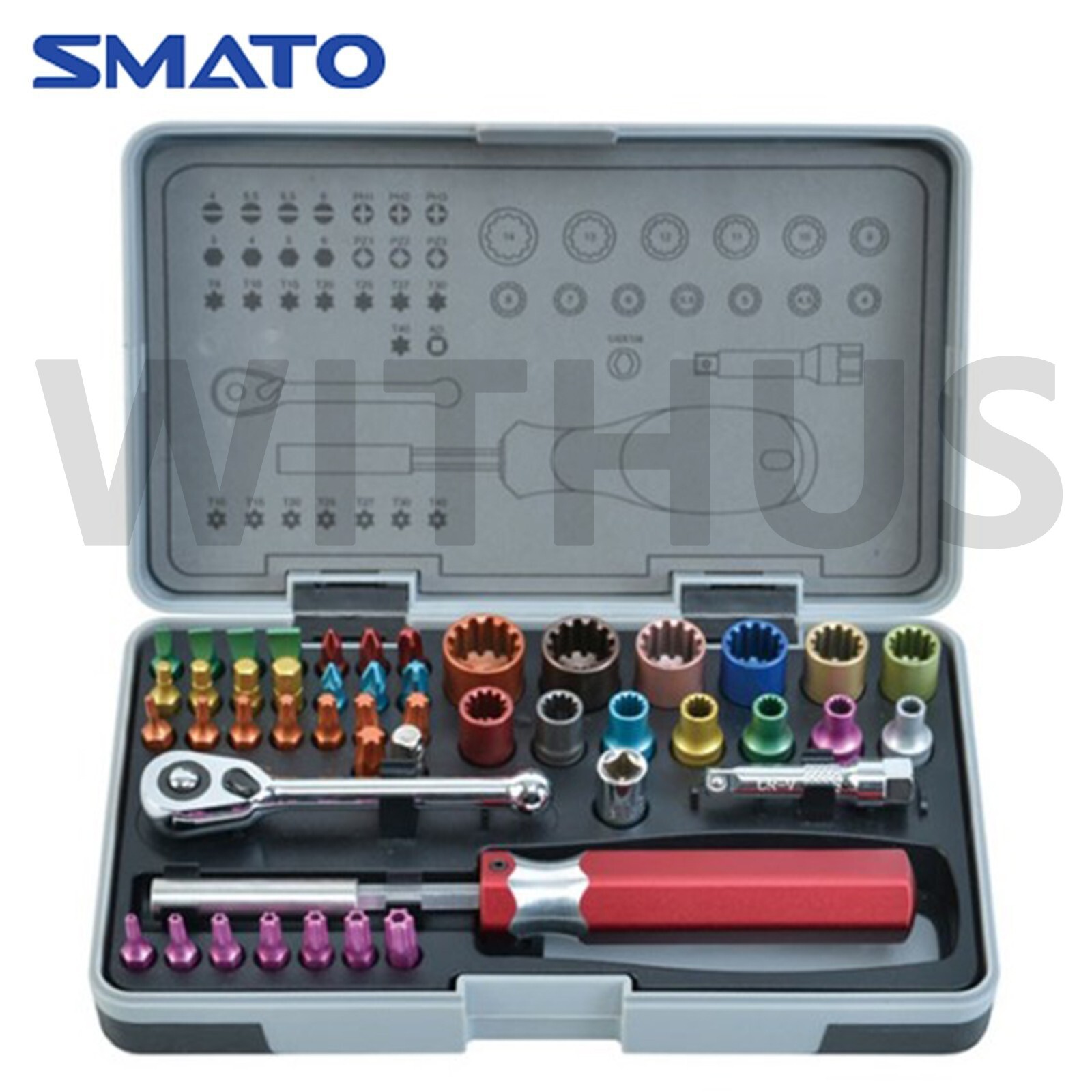 Smato SM-RSS47 Color Socket Mini Bits 47pcs Set Rachet Bits & Socket ...