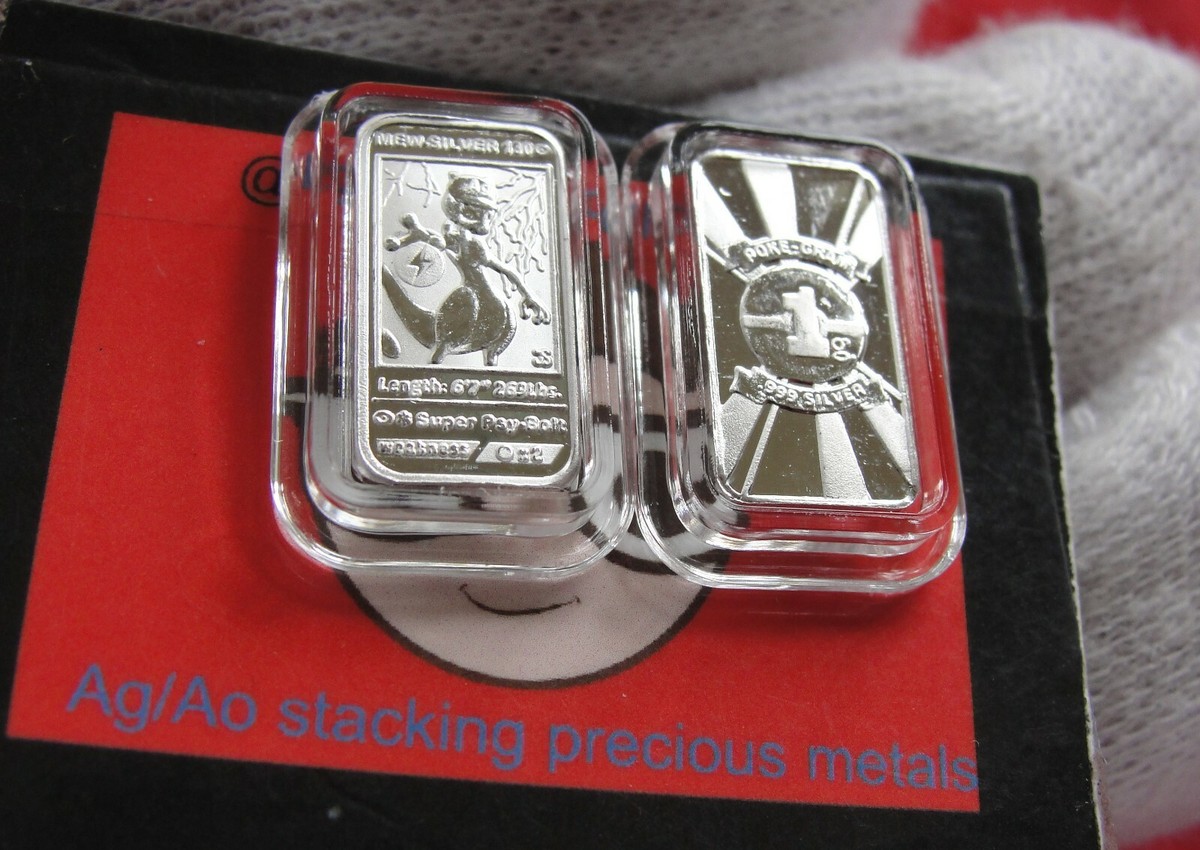 Pokemon 1 g Mew Two Silver Art Bar .999 Pure {Proof} - .999 Rare
