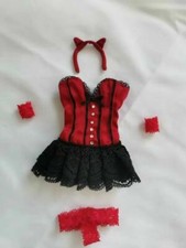 1/6 Female Red Corset Tight Skirt Lace Short Dress Set W/ Headband Fit 12'' Body