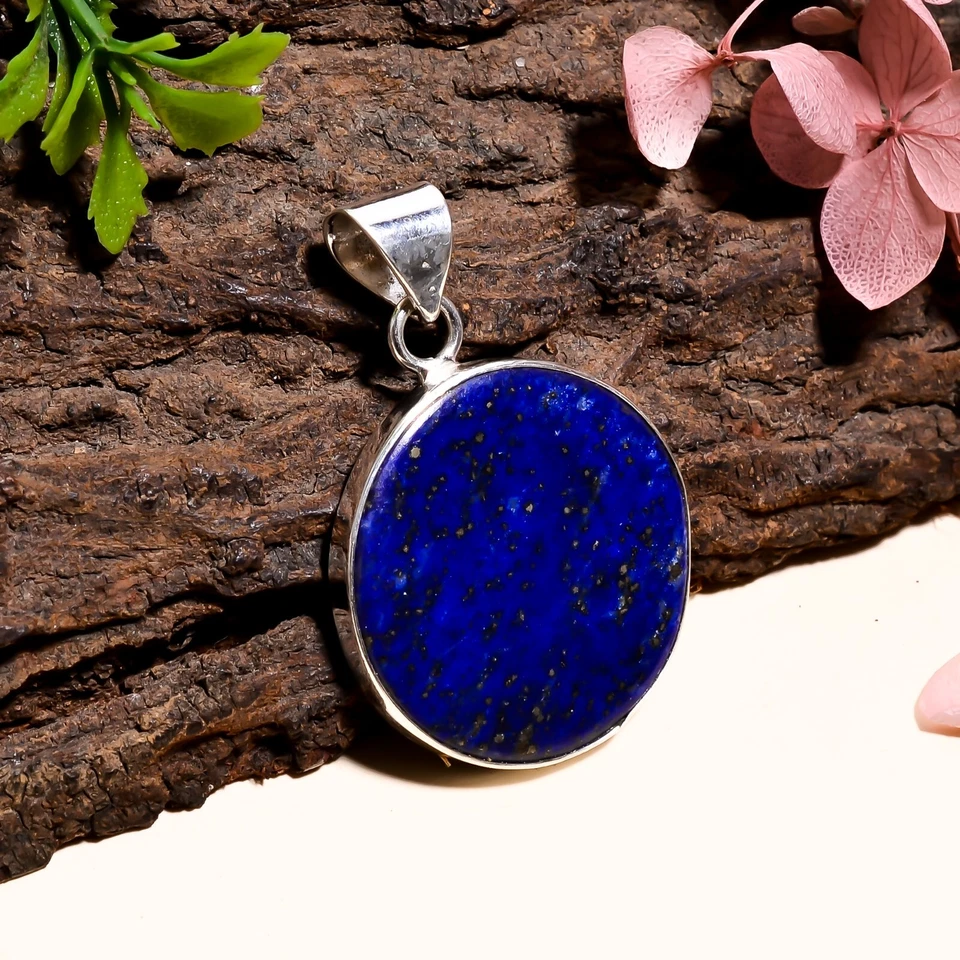 Lapis Lazuli Pendant Handmade Round Lapis Lazuli 925 Sterling Silver A-49 - Image 2 of 4