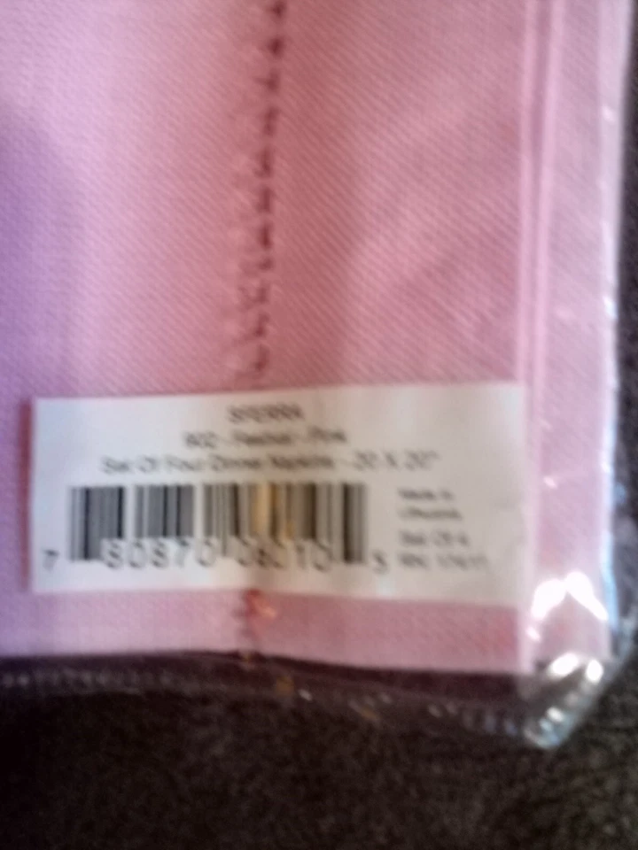 SFERRA 902 FEST. Обеденные салфетки льняные 20x20 4 новые в упаковке розовые, вышитые H - Изображение 4 из 4