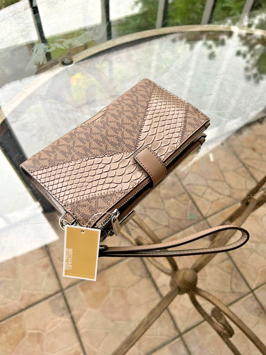 Michael Kors Jet Set Large Double Zip Phone Case Holder Wristlet