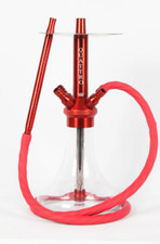 AlfeShisha Hookah Set 4 Hoses Red, Glass Shisha, Portable Glass Vase